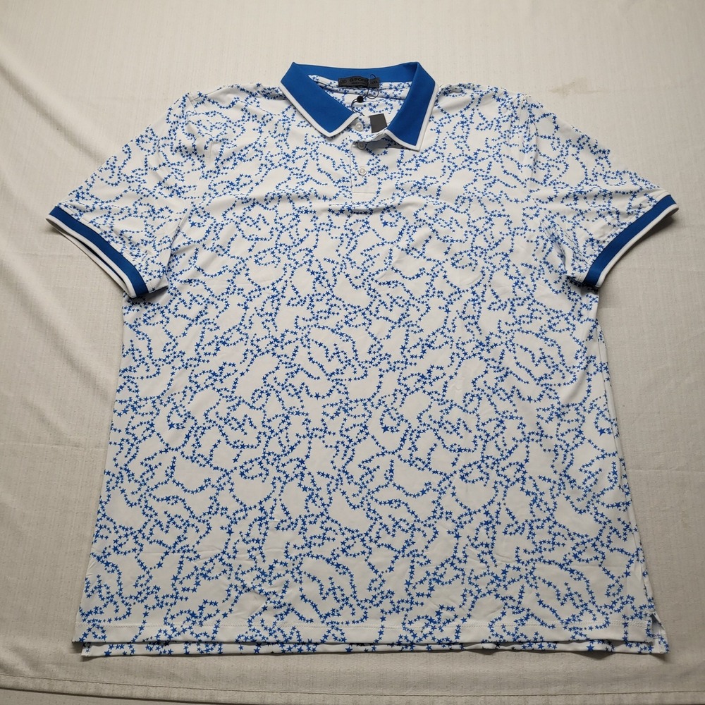 G Fore Polo Shirt Mens 2XL Blue Geometric Performance Golf Preppy Academia Logo - Picture 3 of 10